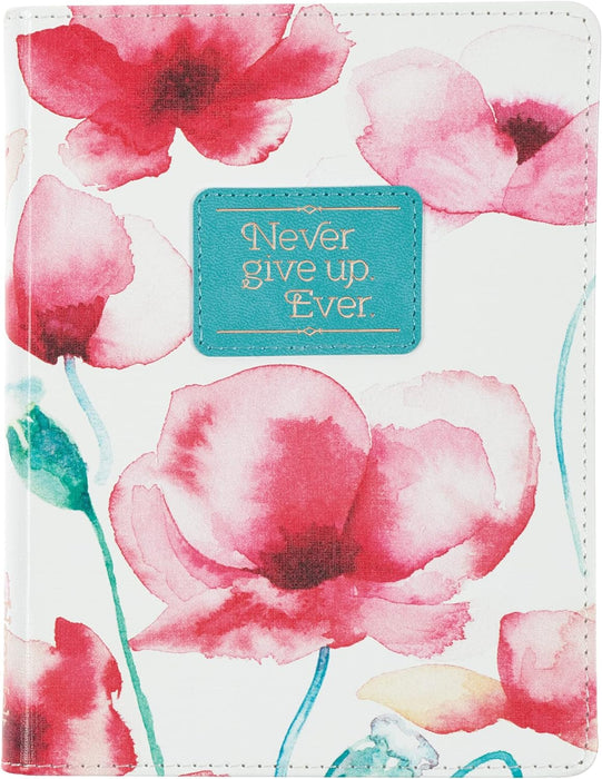 NEVER GIVE UP FLORAL NOTEBOOK