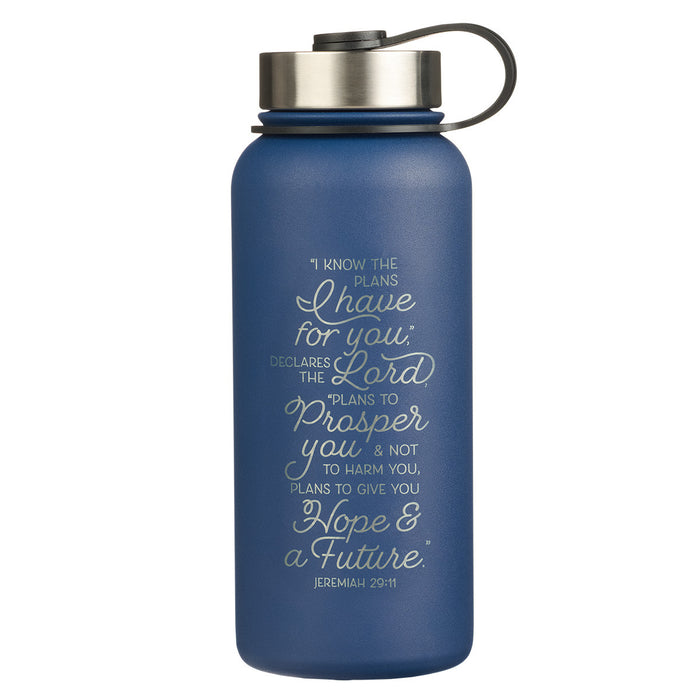 I Know the Plans Blue Stainless Steel Water Bottle Jeremiah 29:11 - Morning Star Christian Bookstores