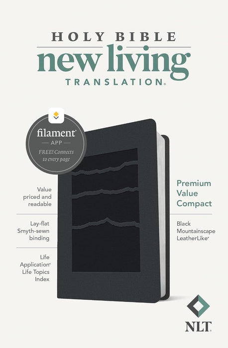 NLT Premium Value Compact Bible, Filament Enabled Edition LTHRL, Black Mountainscape