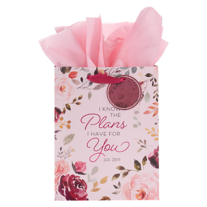 The Plans I Have for You Pink Floral MD Gift Bag Jeremiah 29:11