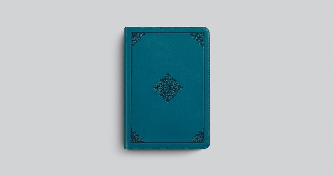 ESV Large Print Personal Size Bible, Red Letter (TruTone, Deep Teal, Ornament Design)