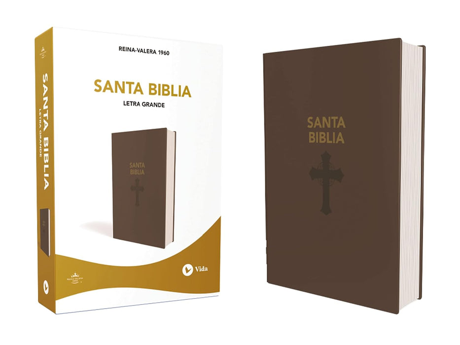 SANTA BIBLIA LETRA GRANDE BROWN W/CROSS