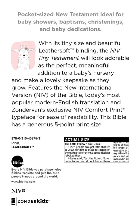 NIV, Tiny Testament Bible, New Testament, Leather soft, Pink, Comfort Print