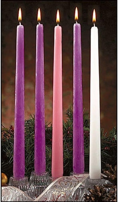 Praise Light 12" Advent Candles 3 Purple 1 Pink 1 White