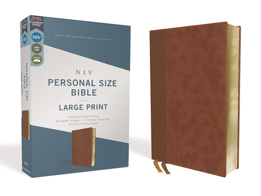 NIV Personal Size Bible Lg Print Brown Leathersoft Red Letter Edition - Morning Star Christian Bookstores