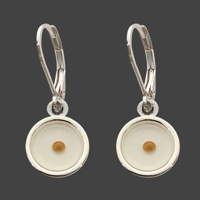 Disk Shaped Mustard Seed Lever Back Earrings