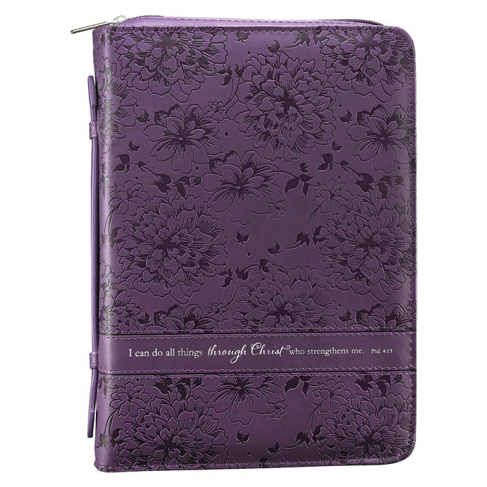 Bible Cover Purple LuxLeather Phil 4:13 MD