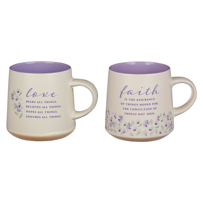 Faith and Love Lilac Purple 14oz Mug Set