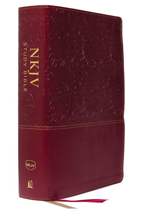 NKJV Study Bible Cranberry Leathersoft IDX - Full Color Edition