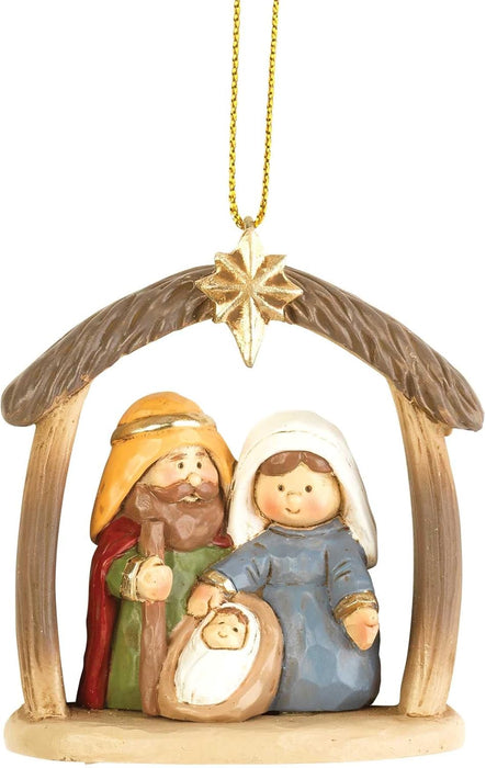 Dicksons Natural Tone Holy Family in Creche 2 inch Resin Decorative Hanging Ornament