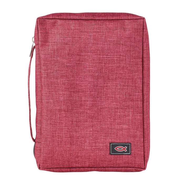 Bible Cover Poly-Canvas Fish Appliqué Burgundy Md