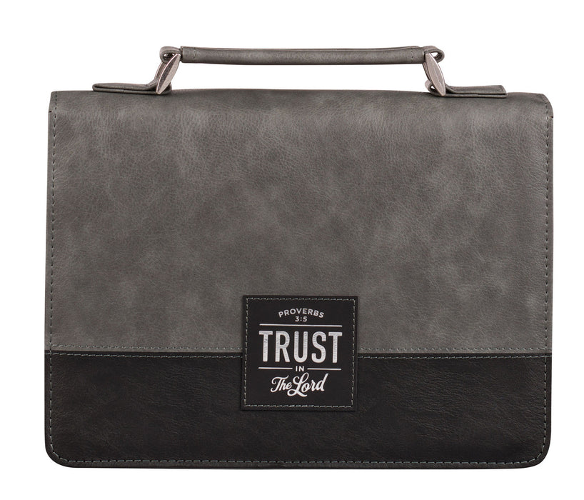 Trust in the LORD Gray & Black LG LuxLeather Bible Cover - Morning Star Christian Bookstores