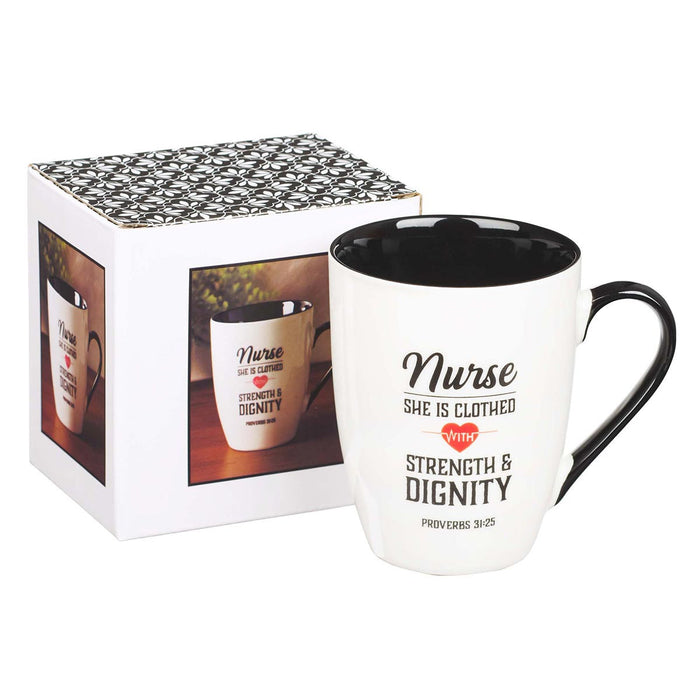 12oz Mug Ceramic Nurse Strength & Dignity