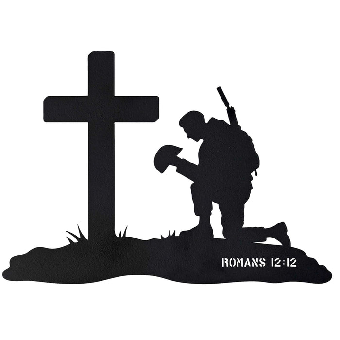 Soldier and Cross - Metal Wall Hanging