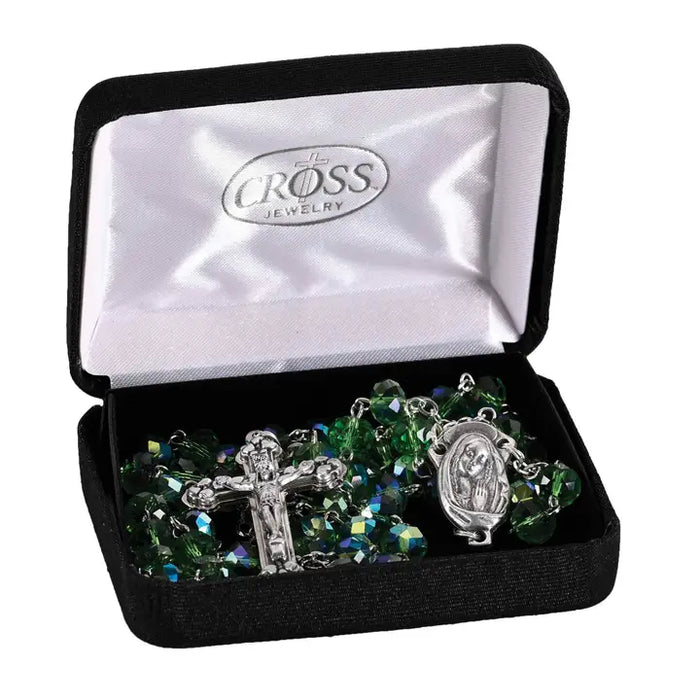 Rosary Green Aurora Borealis Glass 20L