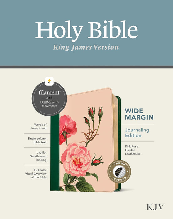 KJV Wide Margin Bible, Filament-Enabled Edition, LeatherLike, Pink Rose Garden IDX