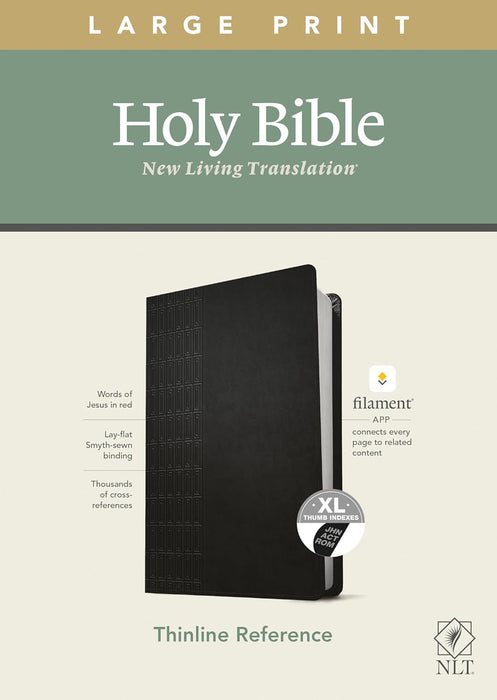 NLT Filament Lg Print Thinline Ref Bible Cross Grip Black IDX