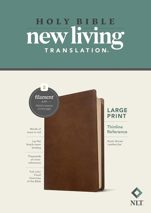 NLT Filament Lg Print Thinline Ref Bible Rustic Brown