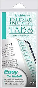 Teal-Blue Damask Verse Finder Bible Tabs