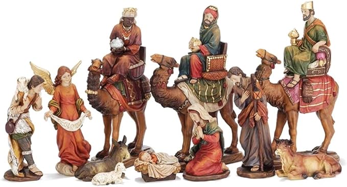 Nativity Set Colorful/Camels 11Pc 9.5H