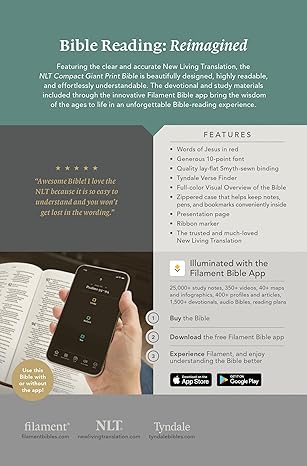 NLT Compact Giant Print Zipper Bible, Filament-Enabled Edition, Black Cross - Morning Star Christian Bookstores
