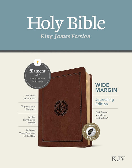 KJV Wide Margin Bible, Filament-Enabled Edition, LeatherLike, Dark Brown Medallion, Indexed