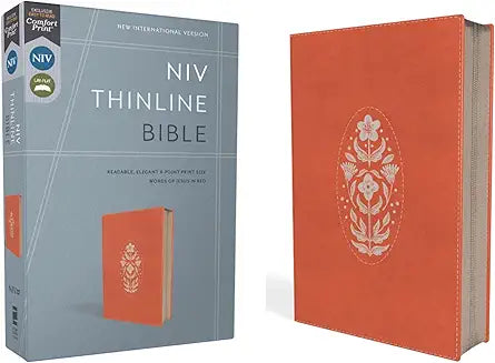 NIV, Thinline Bible, Leathersoft, Coral, Zippered, Red Letter, Comfort Print - Morning Star Christian Bookstores