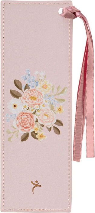 Strength and Dignity Dahlia Pink Faux Leather Bookmark - Proverbs 31:25 - Morning Star Christian Bookstores