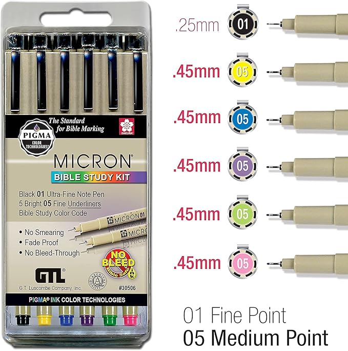 Pigma Micron Bible Study Kit - 6pc