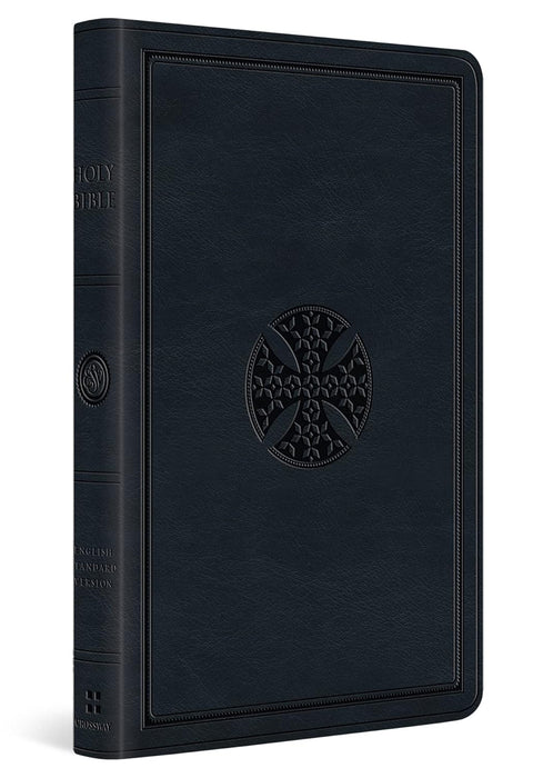 ESV Large Print Value Thinline Bible (TruTone, Navy, Mosaic Cross Design)