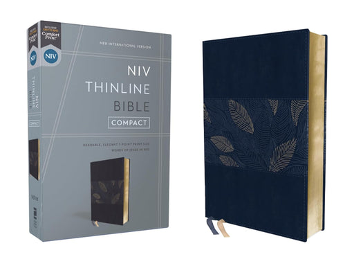NIV, Thinline Bible, Compact, Leathersoft, Blue Floral, Red Letter, Comfort Print - Morning Star Christian Bookstores