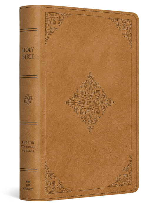 ESV Large Print Bible, TruTone, Nubuck Caramel, Fleur-de-lis Design