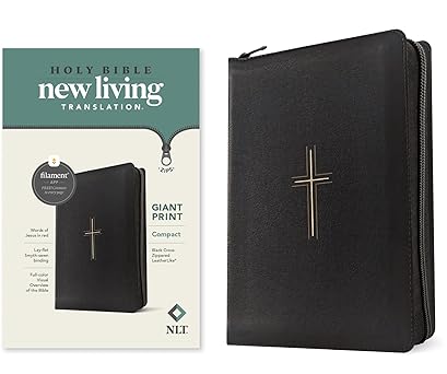 NLT Compact Giant Print Zipper Bible, Filament-Enabled Edition, Black Cross - Morning Star Christian Bookstores
