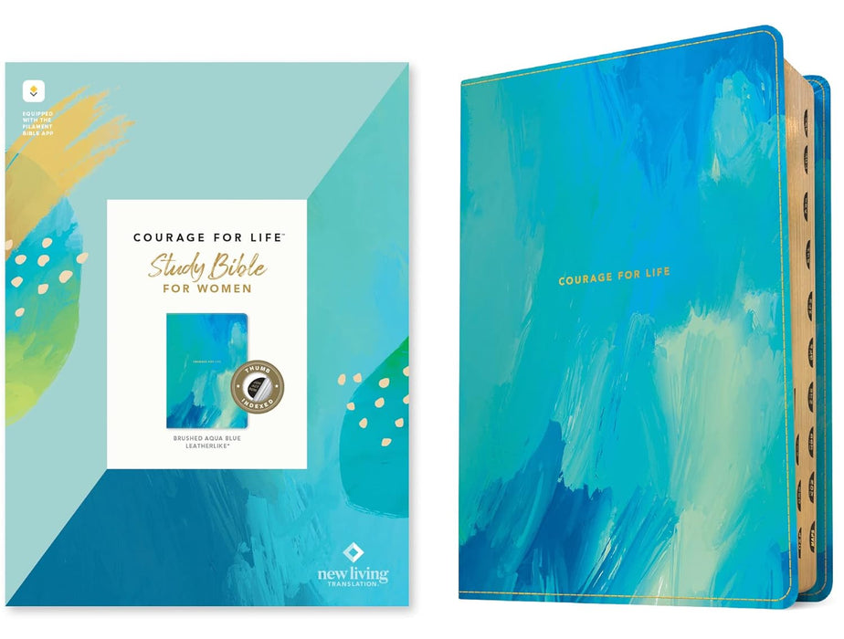 NLT Courage For Life Study Bible for Women, Filament Brushed Aqua IDX - Morning Star Christian Bookstores