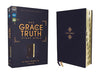 NIV, The Grace and Truth Study Bible, Leathersoft, Navy, Red Letter, Thumb Indexed, Comfort Print - Morning Star Christian Bookstores