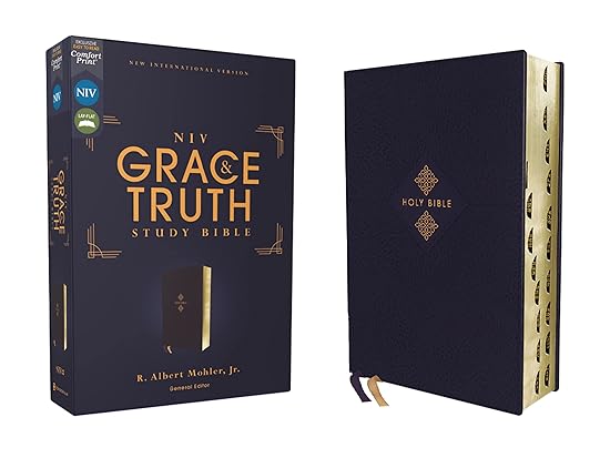 NIV, The Grace and Truth Study Bible, Leathersoft, Navy, Red Letter, Thumb Indexed, Comfort Print - Morning Star Christian Bookstores