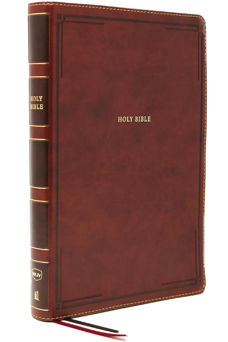 NKJV Thinline Bible Giant Print Leathersoft Brown IDX Red Letter Edition, Comfort Print