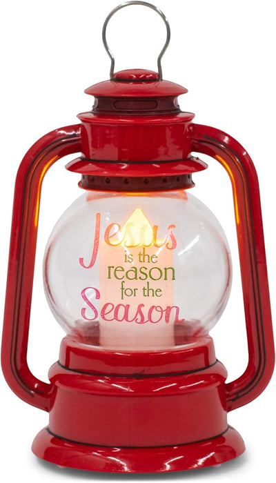 3.5" H LED RED LANTERN JESUS IS REASON