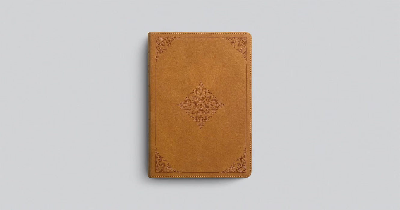 ESV Large Print Bible, TruTone, Nubuck Caramel, Fleur-de-lis Design