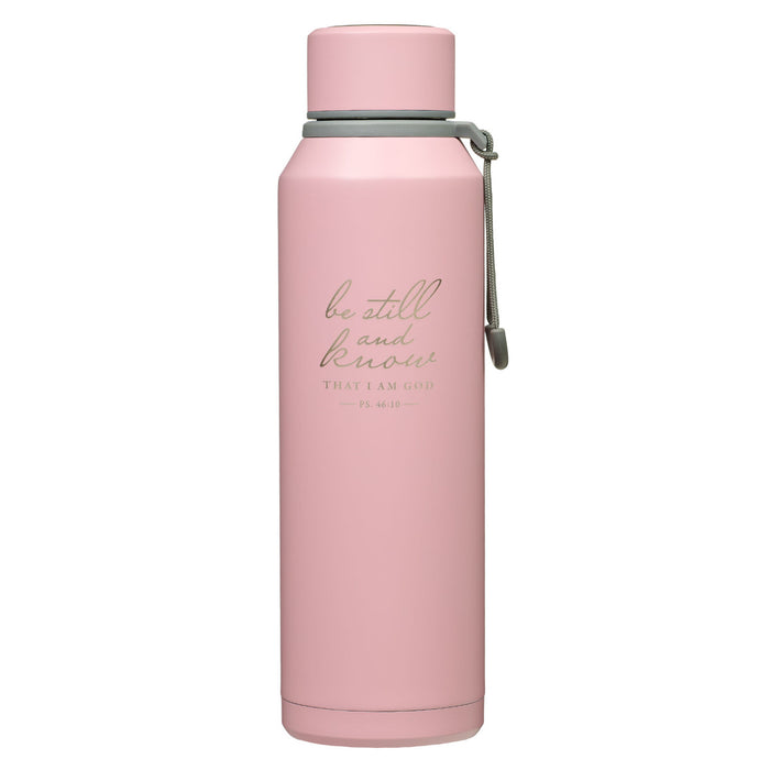 Be Still & Know Pink 24oz Stainless Steel Water Bottle Psalm 46:10