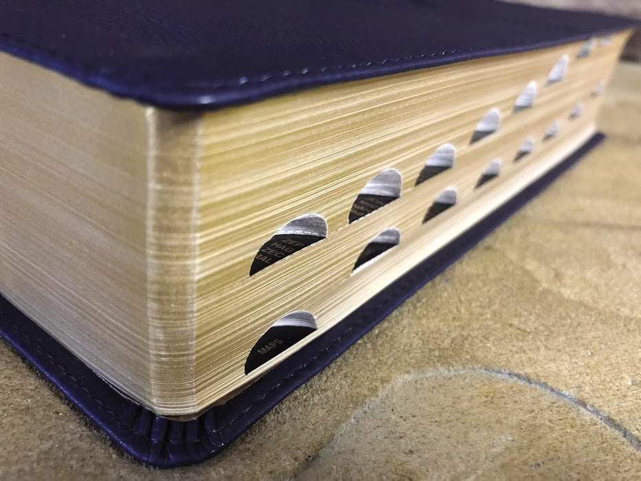 NIV, The Grace and Truth Study Bible, Leathersoft, Navy, Red Letter, Thumb Indexed, Comfort Print - Morning Star Christian Bookstores