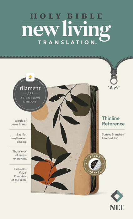 NLT Filament Thinline Ref Bible Sunset Branches w/Zip IDX