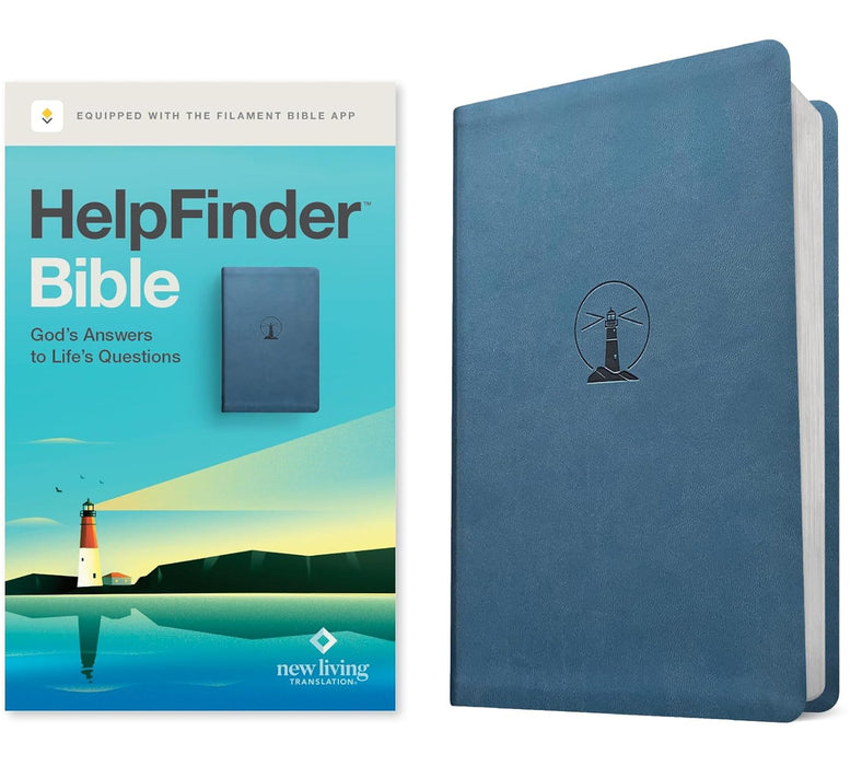 NLT HelpFinder Bible, Filament Enabled, LeatherLike, Harbor Blue, Red Letter