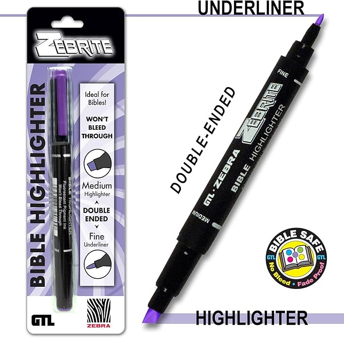 Zebrite Double Ended Bible Highlighter - Violet