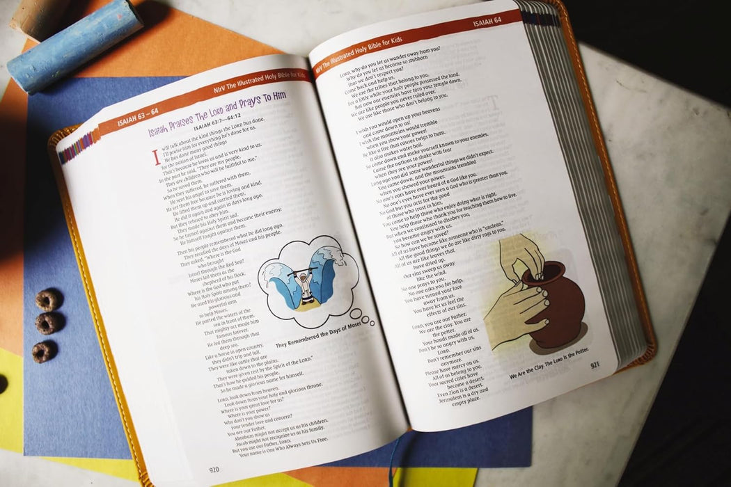 NIrV Illustrated Bible-Leathersoft Yellow - Morning Star Christian Bookstores