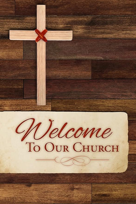 Welcome Folder-Welcome To Our Church/Woodgrain (Psalm 144:15) (Pack Of 12) - Morning Star Christian Bookstores