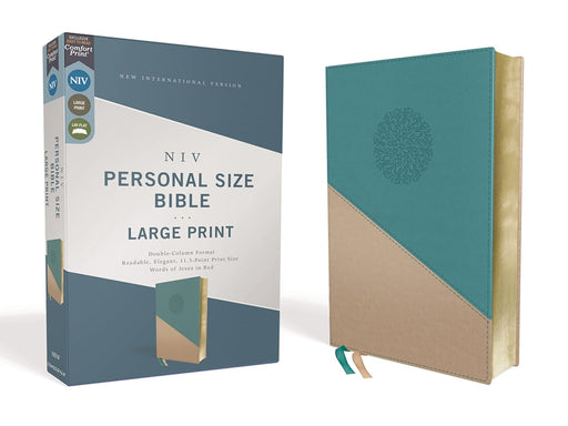 NIV Personal Size Bible Lg Print Teal/Gold Leathersoft - Morning Star Christian Bookstores