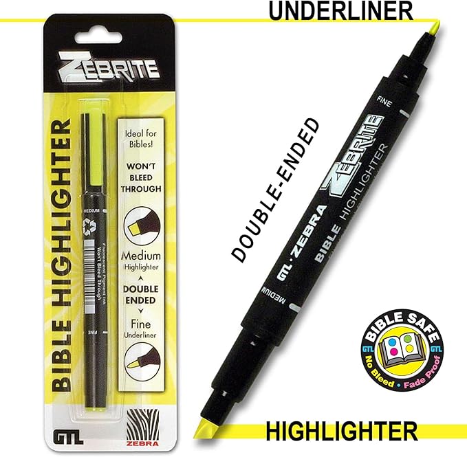 Zebrite Double Ended Bible Highlighter - Yellow