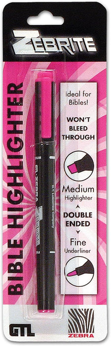 Zebrite Double Ended Bible Highlighter - Pink