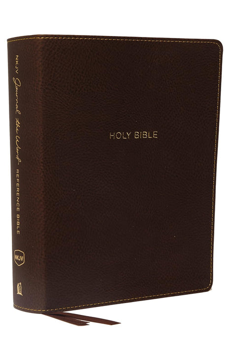 NKJV Journal the Word Reference Bible Brown Leathertouch